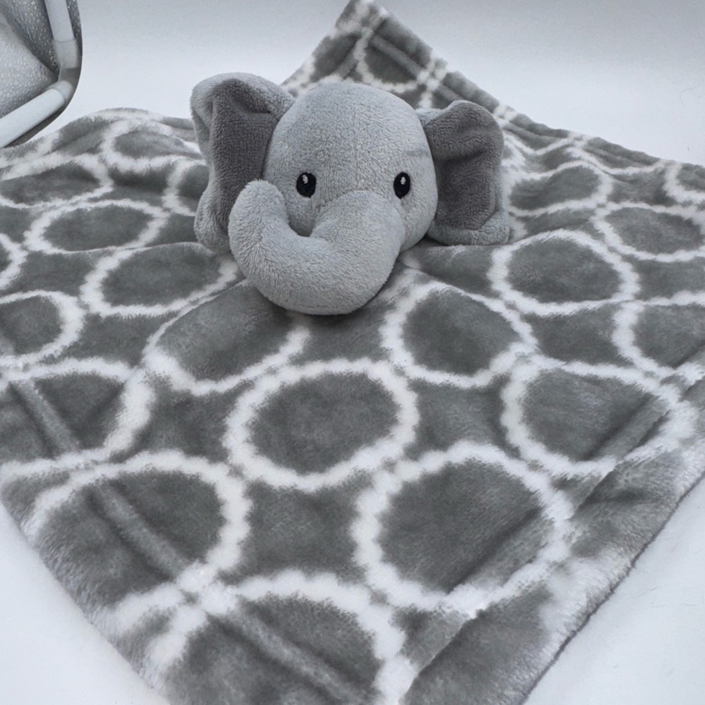 HB Hudson Gray White Baby Elephant Dots Security Blanket Lovey Soft Plush Toy